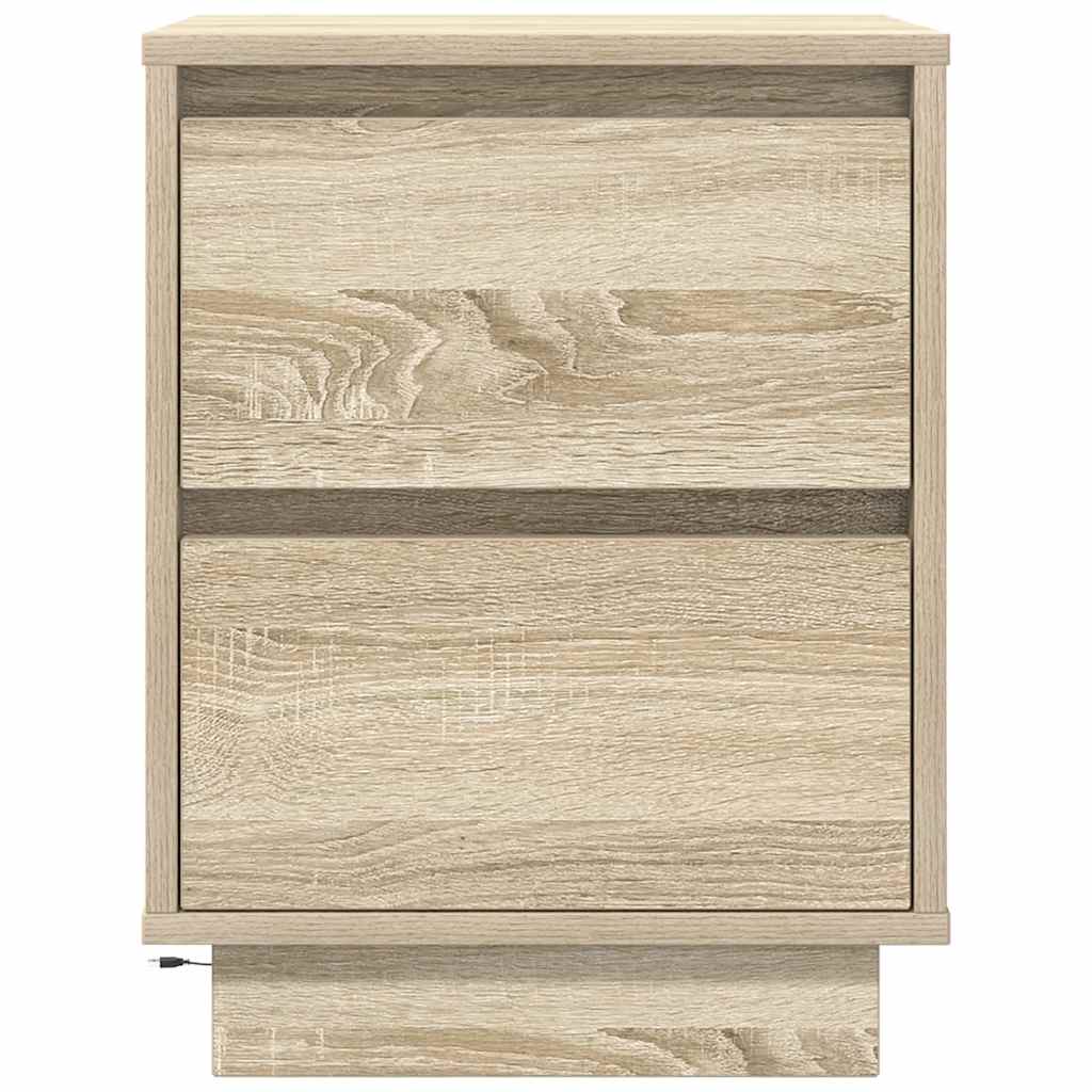 vidaXL Bedside Cabinet with LED Lights Sonoma Oak 38x34x50 cm