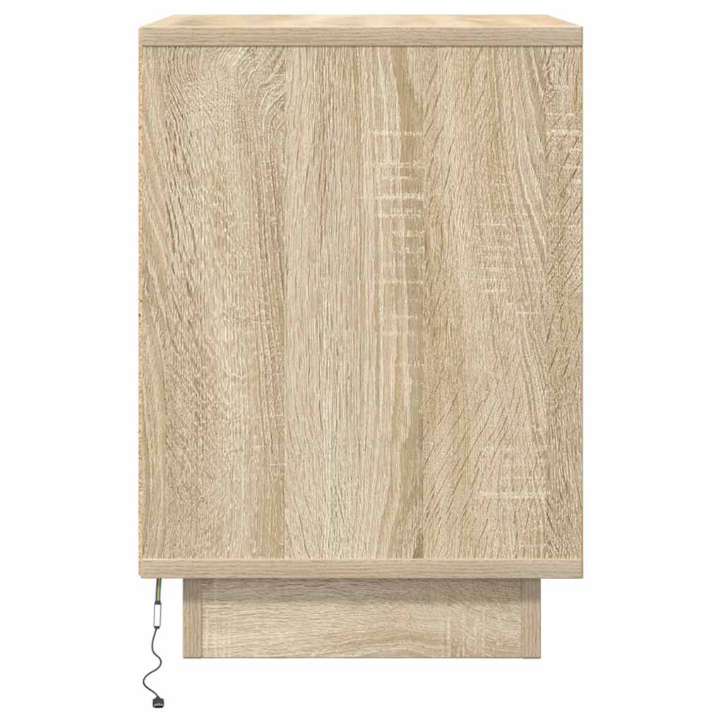 vidaXL Bedside Cabinet with LED Lights Sonoma Oak 38x34x50 cm