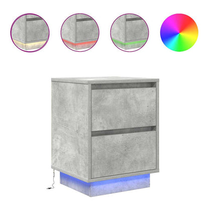 vidaXL Bedside Cabinets with LED Lights 2 pcs Concrete Grey 38x34x50cm