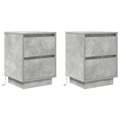 vidaXL Bedside Cabinets with LED Lights 2 pcs Concrete Grey 38x34x50cm