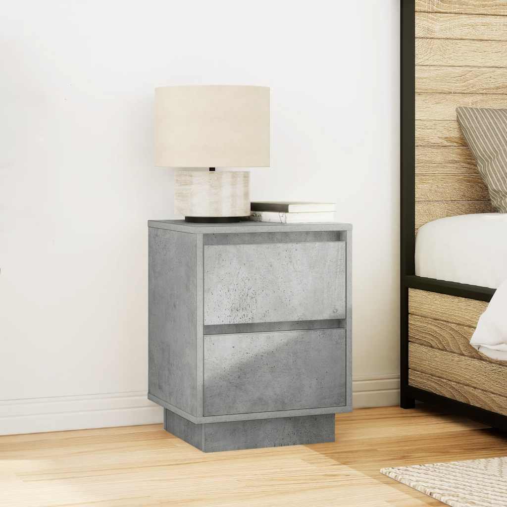 vidaXL Bedside Cabinets with LED Lights 2 pcs Concrete Grey 38x34x50cm