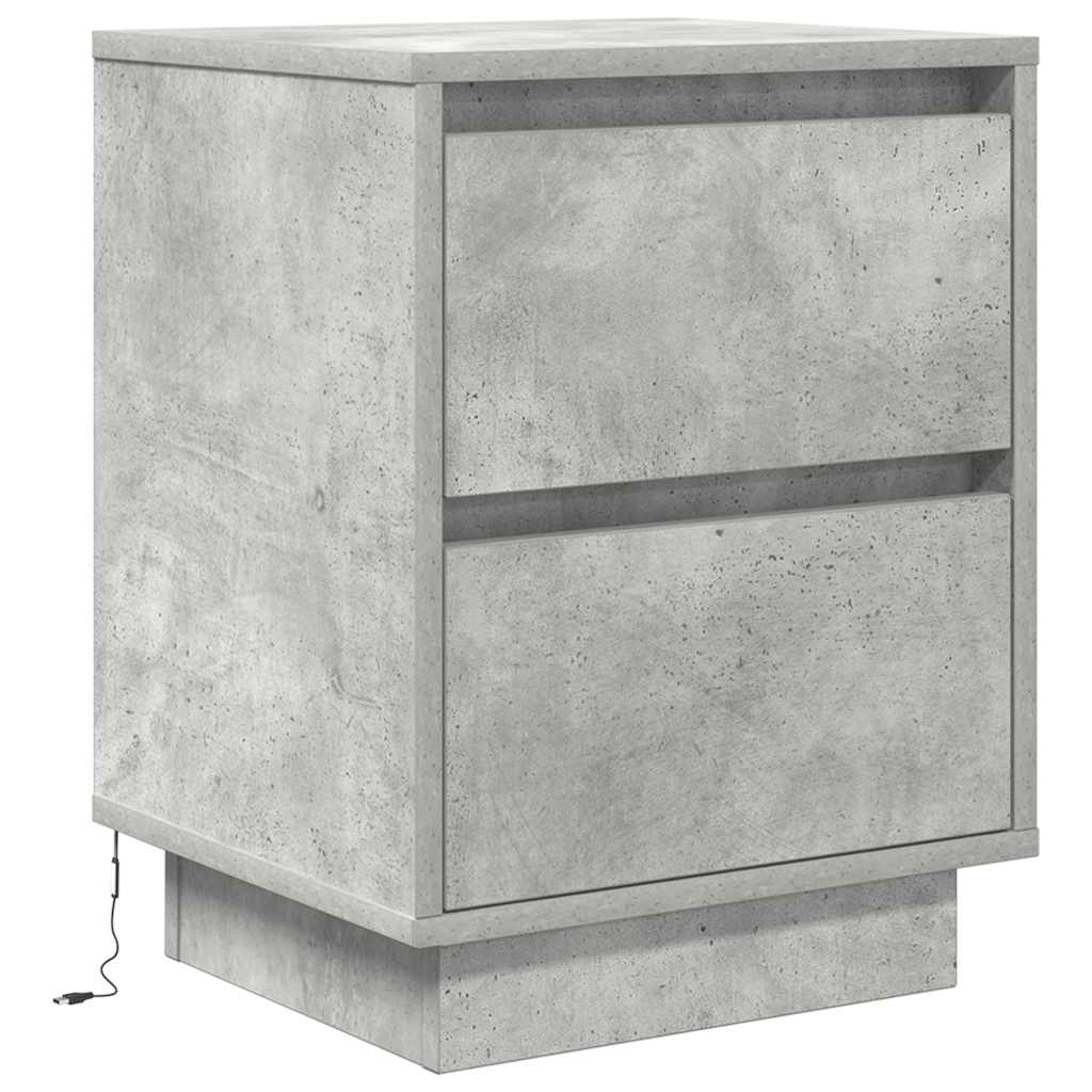 vidaXL Bedside Cabinets with LED Lights 2 pcs Concrete Grey 38x34x50cm