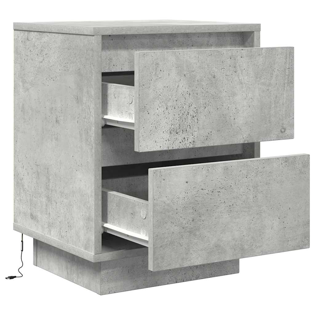 vidaXL Bedside Cabinets with LED Lights 2 pcs Concrete Grey 38x34x50cm