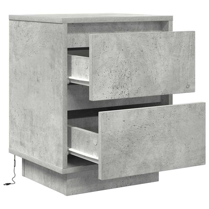vidaXL Bedside Cabinets with LED Lights 2 pcs Concrete Grey 38x34x50cm