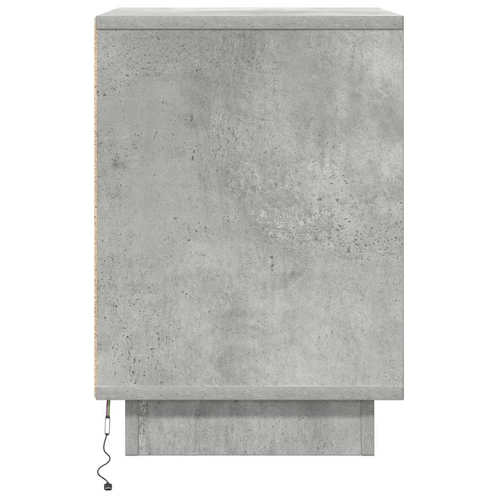 vidaXL Bedside Cabinets with LED Lights 2 pcs Concrete Grey 38x34x50cm