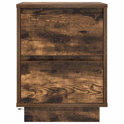 vidaXL Bedside Cabinet with LED Lights Smoked Oak 38x34x50 cm