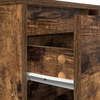 vidaXL Bedside Cabinets with LED Lights 2 pcs Smoked Oak 38x34x50 cm