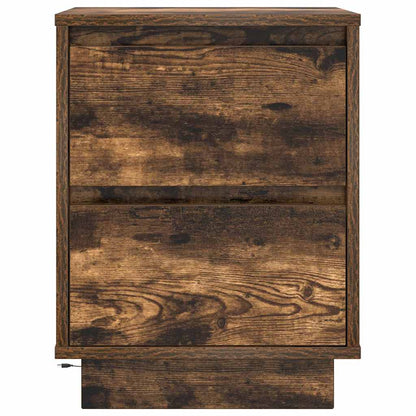 vidaXL Bedside Cabinets with LED Lights 2 pcs Smoked Oak 38x34x50 cm