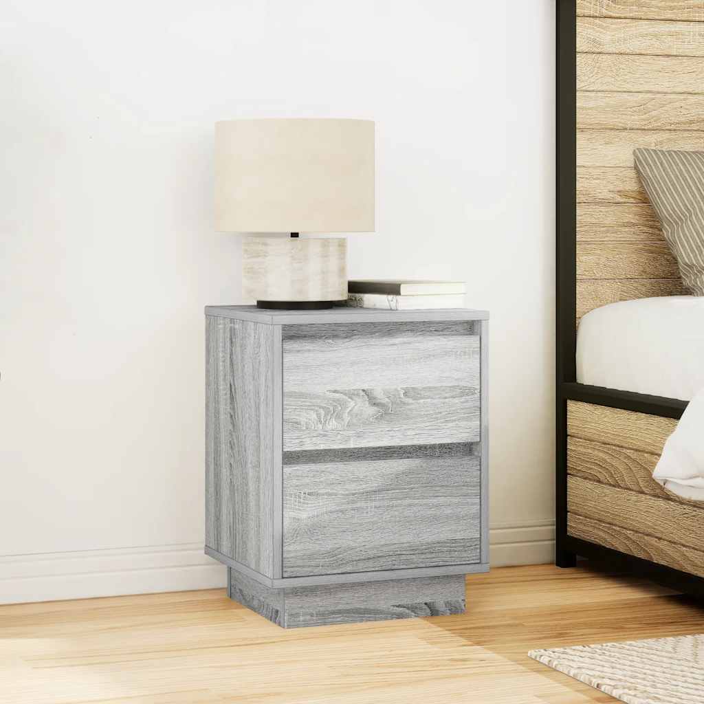 vidaXL Bedside Cabinets with LED Lights 2 pcs Grey Sonoma 38x34x50 cm
