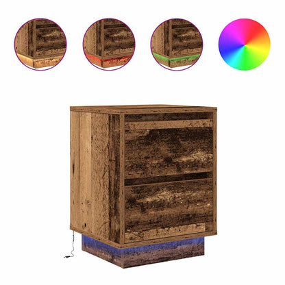 vidaXL Bedside Cabinets with LED Lights 2 pcs Old Wood 38x34x50 cm
