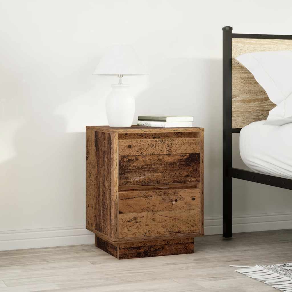 vidaXL Bedside Cabinets with LED Lights 2 pcs Old Wood 38x34x50 cm