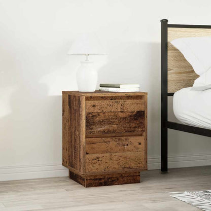 vidaXL Bedside Cabinets with LED Lights 2 pcs Old Wood 38x34x50 cm