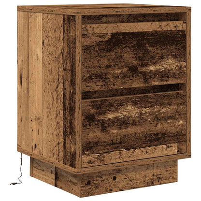 vidaXL Bedside Cabinets with LED Lights 2 pcs Old Wood 38x34x50 cm