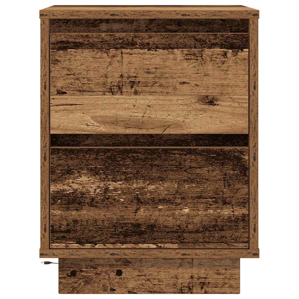 vidaXL Bedside Cabinets with LED Lights 2 pcs Old Wood 38x34x50 cm