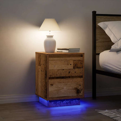 vidaXL Bedside Cabinets with LED Lights 2 pcs Old Wood 38x34x50 cm