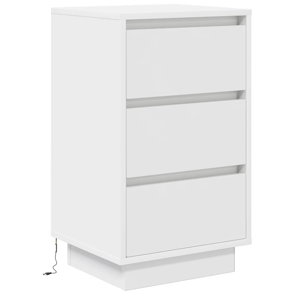 vidaXL Bedside Cabinet with LED Lights White 38x34x65 cm