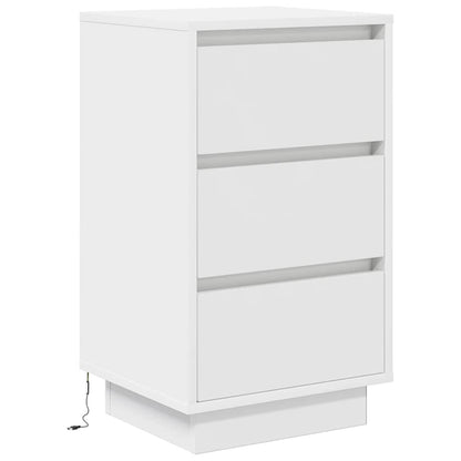vidaXL Bedside Cabinet with LED Lights White 38x34x65 cm