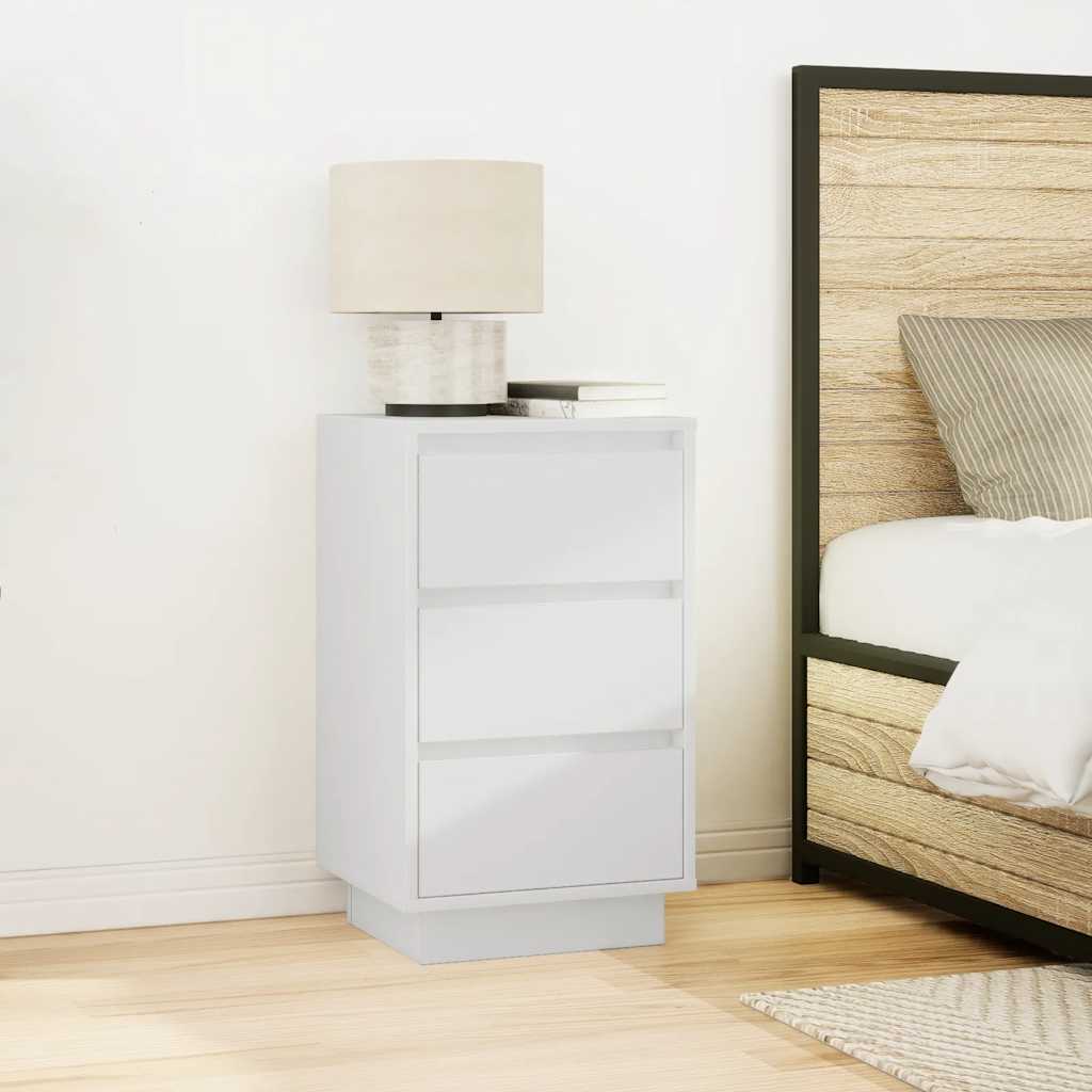 vidaXL Bedside Cabinet with LED Lights White 38x34x65 cm