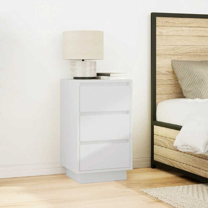 vidaXL Bedside Cabinet with LED Lights White 38x34x65 cm