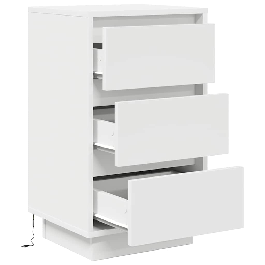 vidaXL Bedside Cabinet with LED Lights White 38x34x65 cm