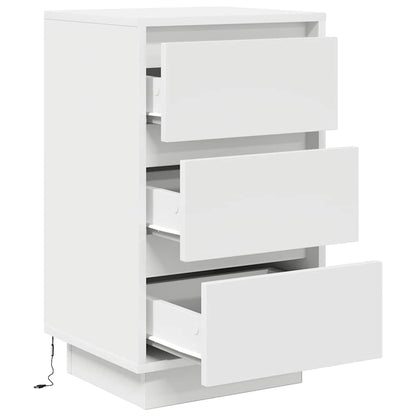 vidaXL Bedside Cabinet with LED Lights White 38x34x65 cm