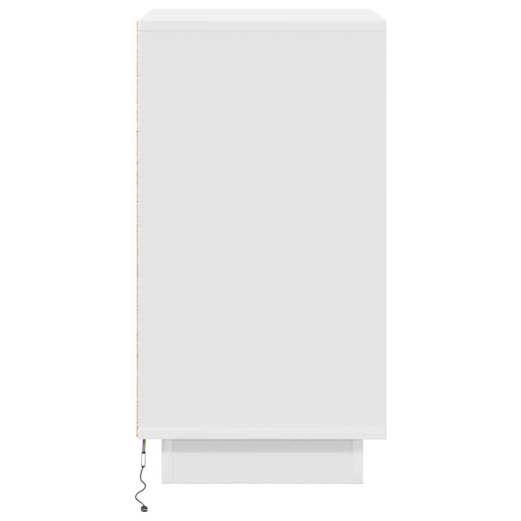 vidaXL Bedside Cabinet with LED Lights White 38x34x65 cm