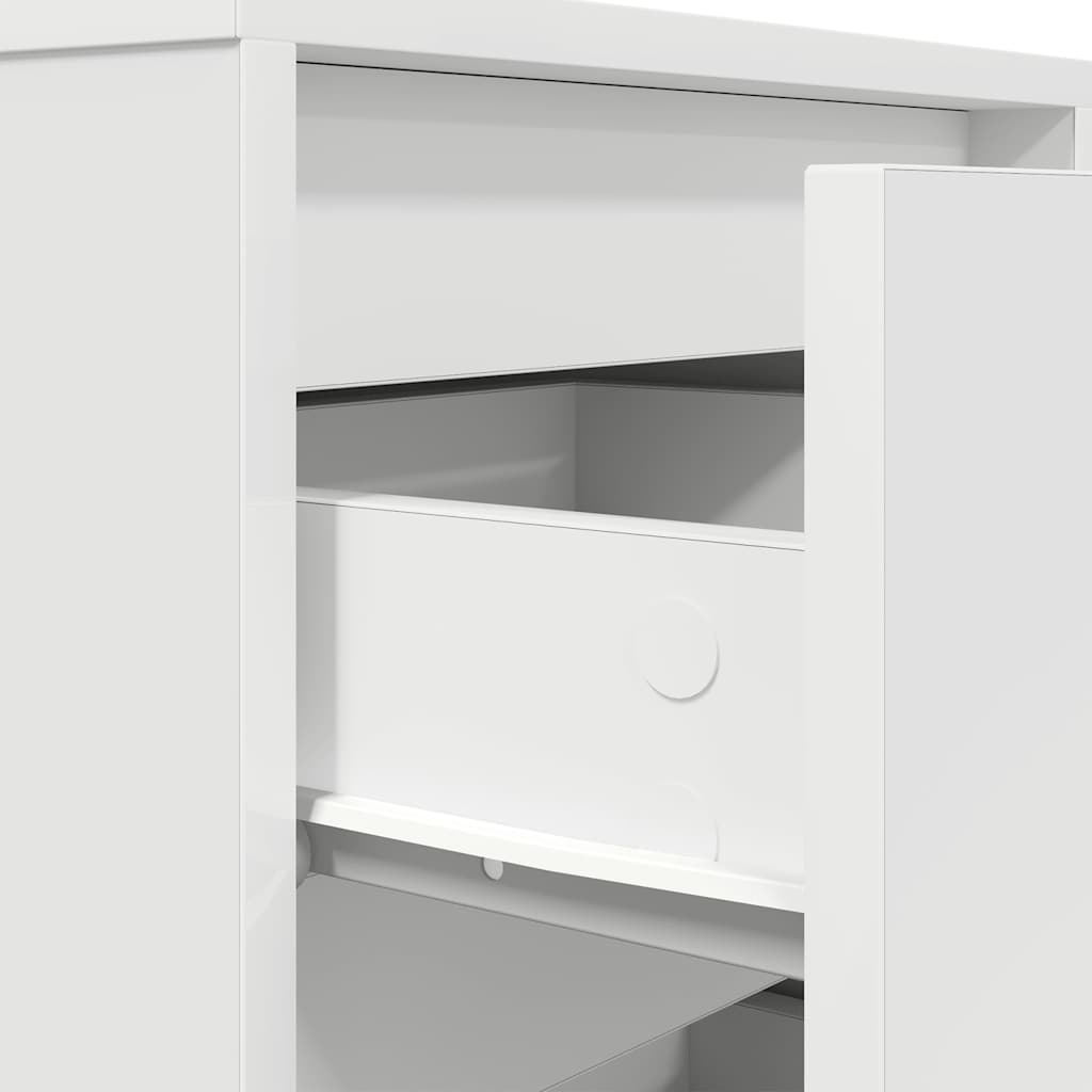 vidaXL Bedside Cabinet with LED Lights White 38x34x65 cm