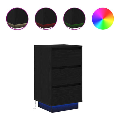 vidaXL Bedside Cabinet with LED Lights Black 38x34x65 cm