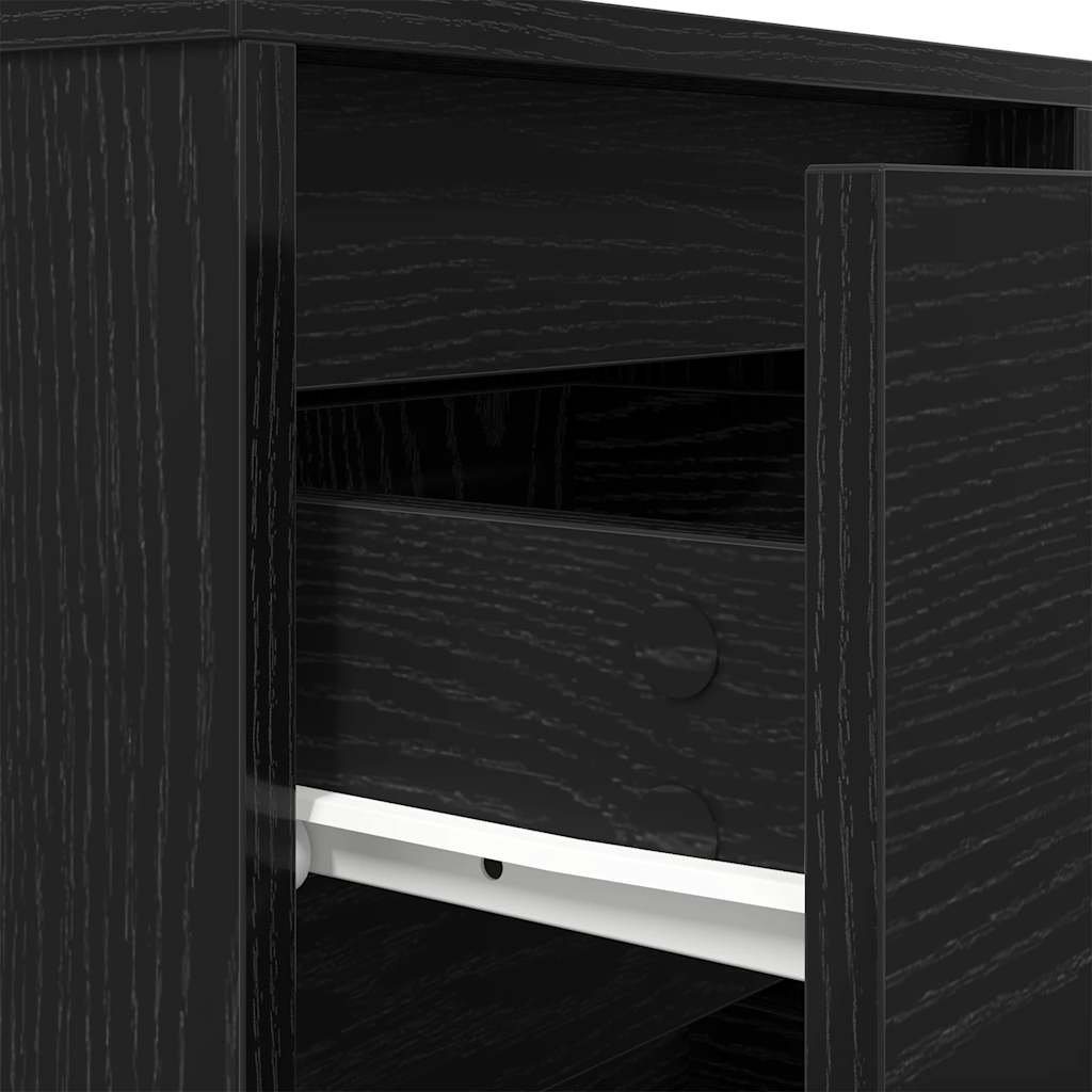 vidaXL Bedside Cabinet with LED Lights Black 38x34x65 cm