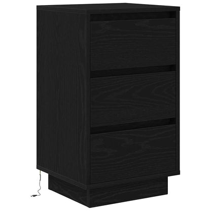 vidaXL Bedside Cabinet with LED Lights Black 38x34x65 cm