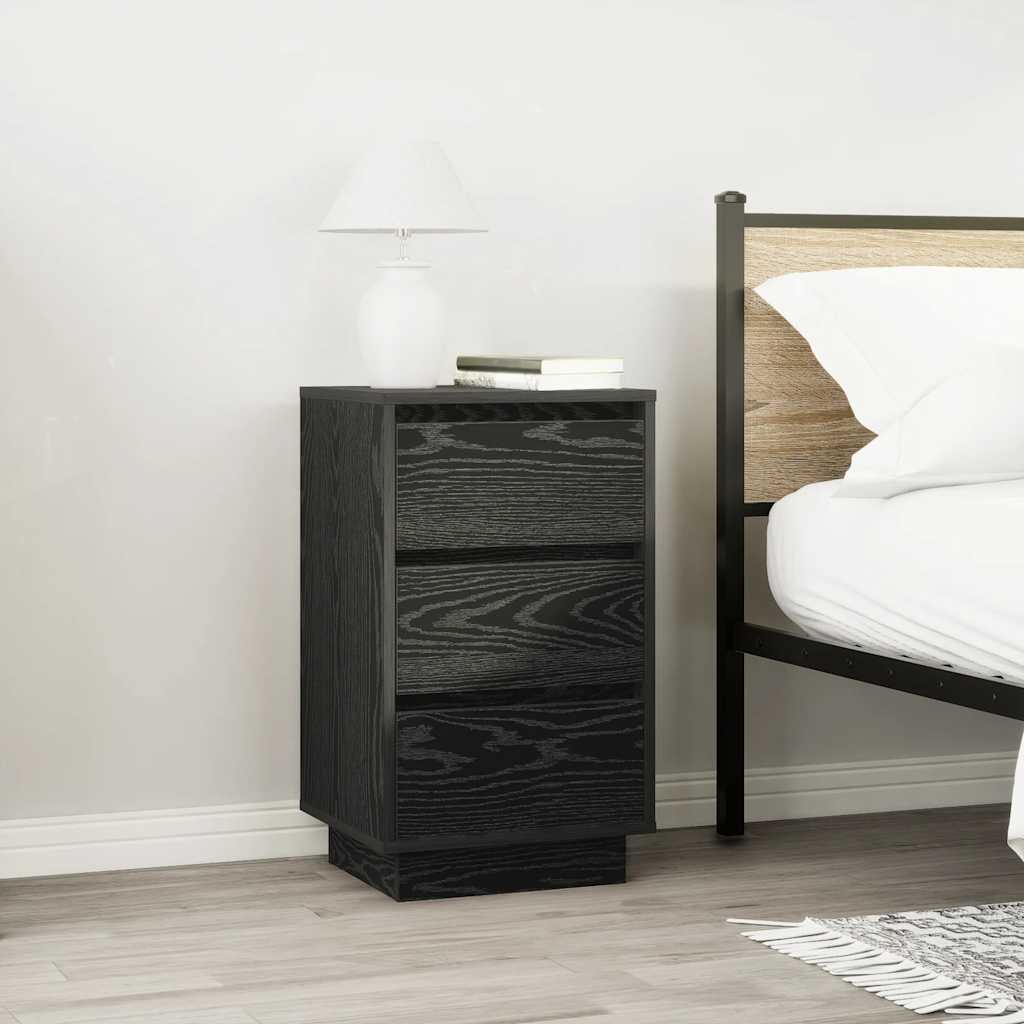 vidaXL Bedside Cabinet with LED Lights Black 38x34x65 cm