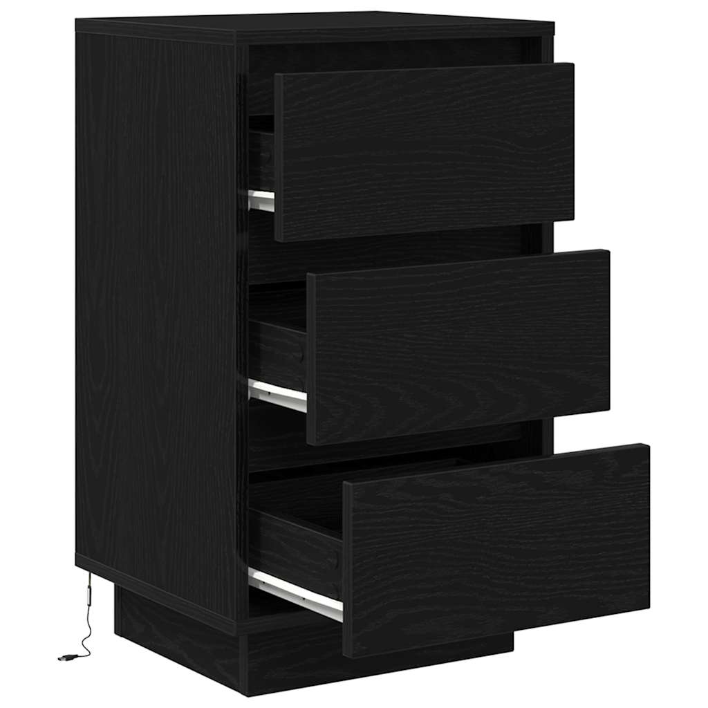 vidaXL Bedside Cabinet with LED Lights Black 38x34x65 cm