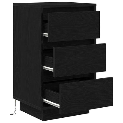vidaXL Bedside Cabinet with LED Lights Black 38x34x65 cm