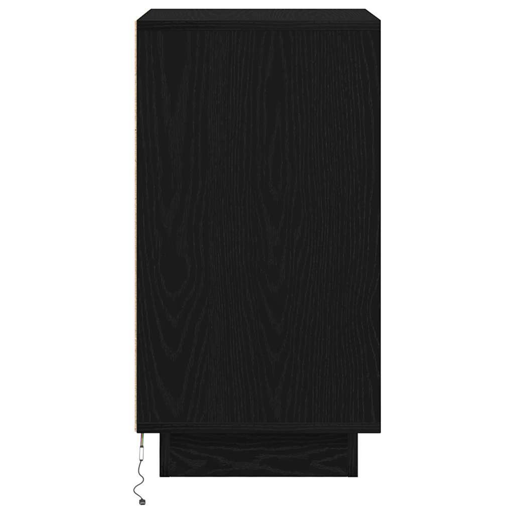 vidaXL Bedside Cabinet with LED Lights Black 38x34x65 cm