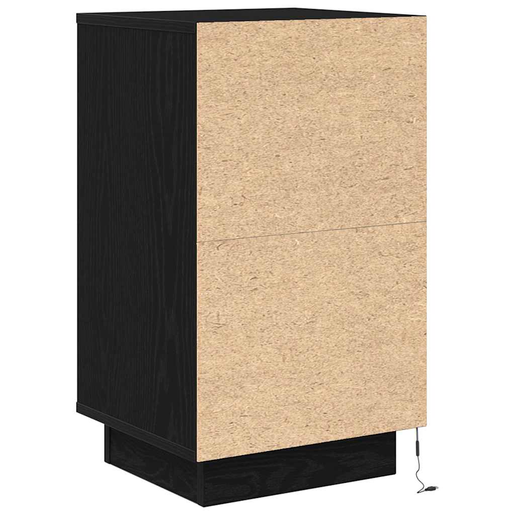 vidaXL Bedside Cabinet with LED Lights Black 38x34x65 cm