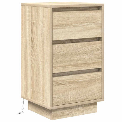 vidaXL Bedside Cabinet with LED Lights Sonoma Oak 38x34x65 cm