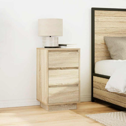 vidaXL Bedside Cabinet with LED Lights Sonoma Oak 38x34x65 cm