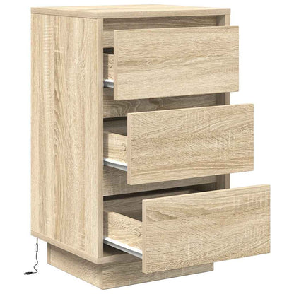 vidaXL Bedside Cabinet with LED Lights Sonoma Oak 38x34x65 cm