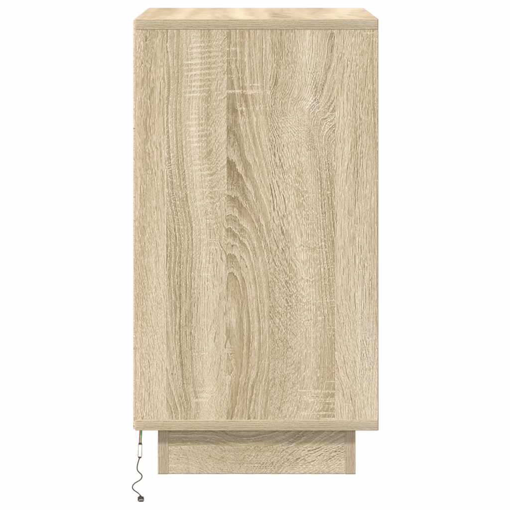 vidaXL Bedside Cabinet with LED Lights Sonoma Oak 38x34x65 cm
