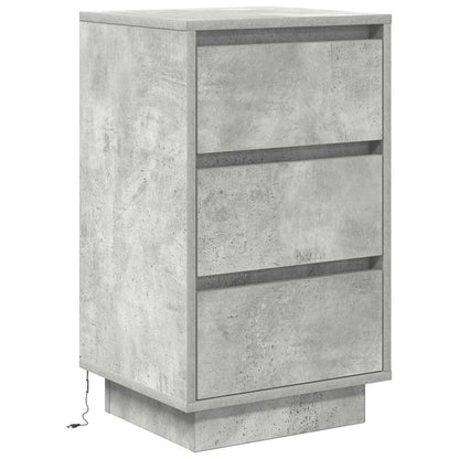 vidaXL Bedside Cabinet with LED Lights Concrete Grey 38x34x65 cm