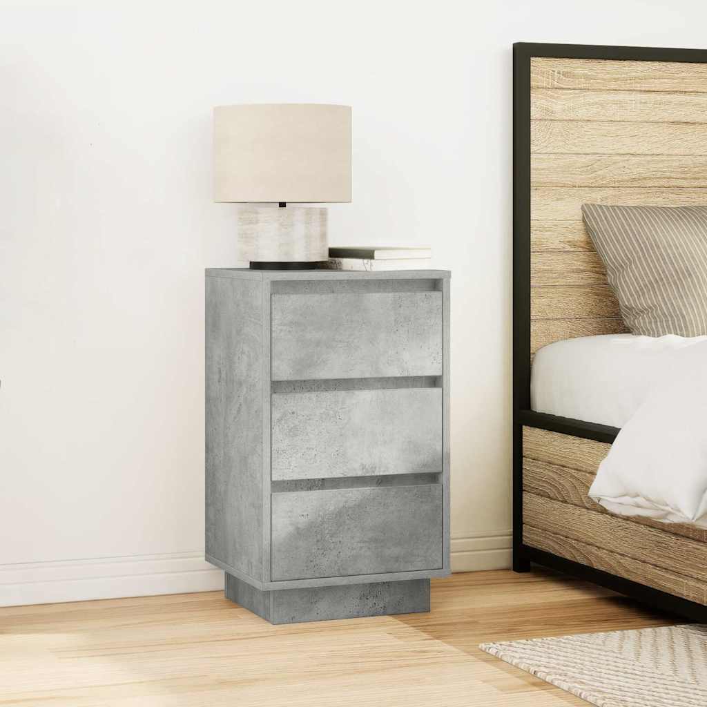 vidaXL Bedside Cabinet with LED Lights Concrete Grey 38x34x65 cm