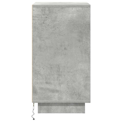 vidaXL Bedside Cabinet with LED Lights Concrete Grey 38x34x65 cm
