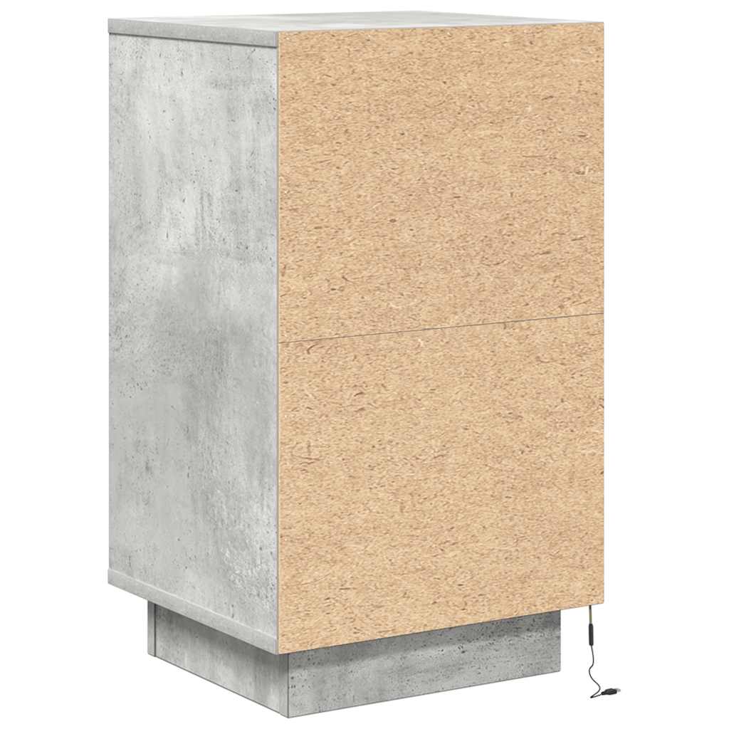 vidaXL Bedside Cabinet with LED Lights Concrete Grey 38x34x65 cm