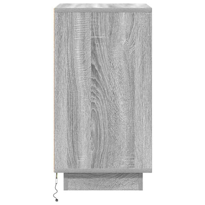 vidaXL Bedside Cabinet with LED Lights Grey Sonoma 38x34x65 cm