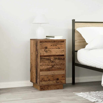 vidaXL Bedside Cabinet with LED Lights Old Wood 38x34x65 cm