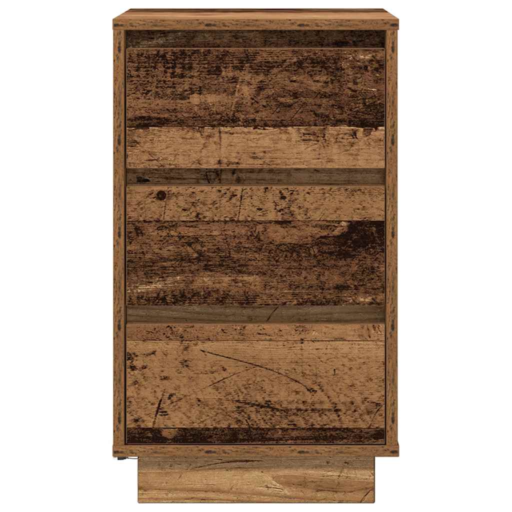 vidaXL Bedside Cabinet with LED Lights Old Wood 38x34x65 cm