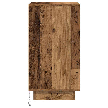 vidaXL Bedside Cabinet with LED Lights Old Wood 38x34x65 cm