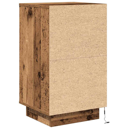vidaXL Bedside Cabinet with LED Lights Old Wood 38x34x65 cm