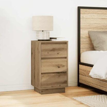 vidaXL Bedside Cabinet with LED Lights Artisan Oak 38x34x65 cm