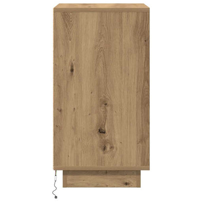 vidaXL Bedside Cabinet with LED Lights Artisan Oak 38x34x65 cm